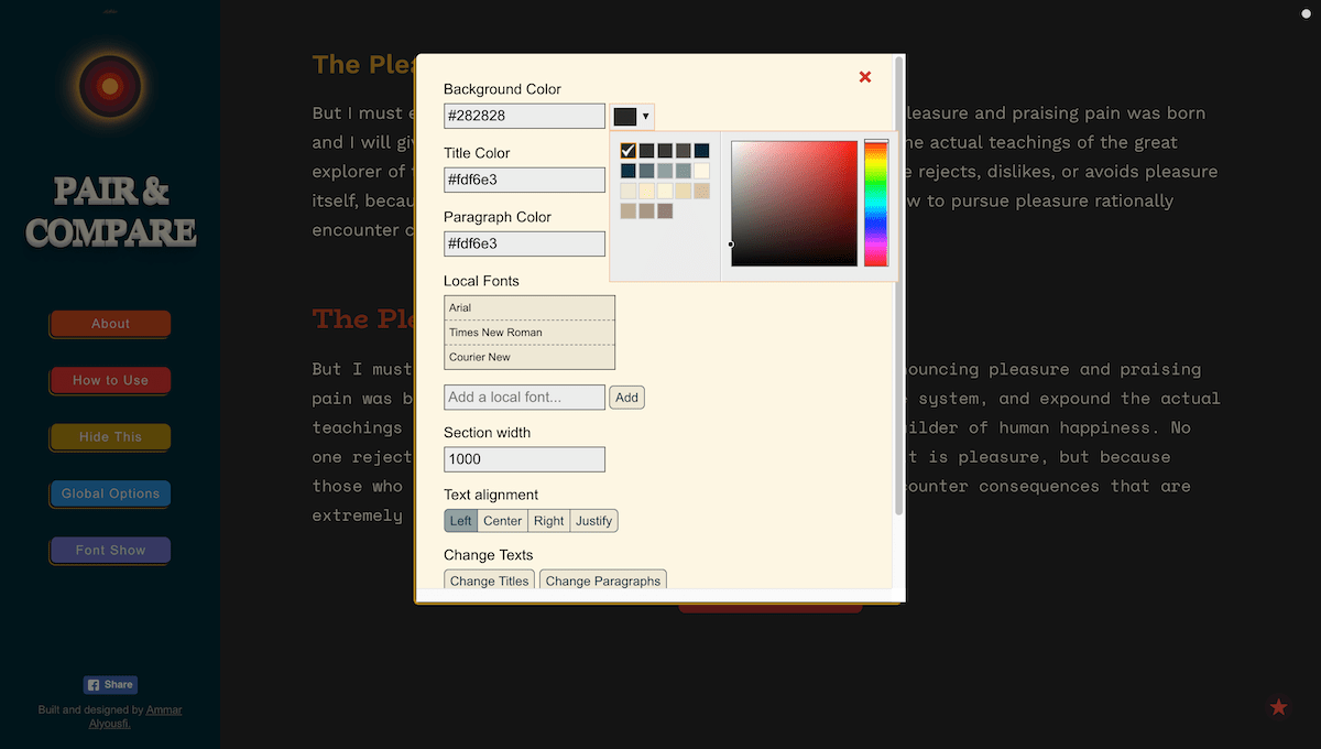 Customize settings form Global Options